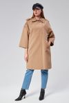 Bolivente Kadın Oversize Astarlı Dokuma Trençkot Vizon, Renk : VİZON, Beden : M
