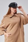 Bolivente Kadın Oversize Astarlı Dokuma Trençkot Vizon, Renk : VİZON, Beden : M