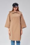 Bolivente Kadın Oversize Astarlı Dokuma Trençkot Vizon, Renk : VİZON, Beden : M